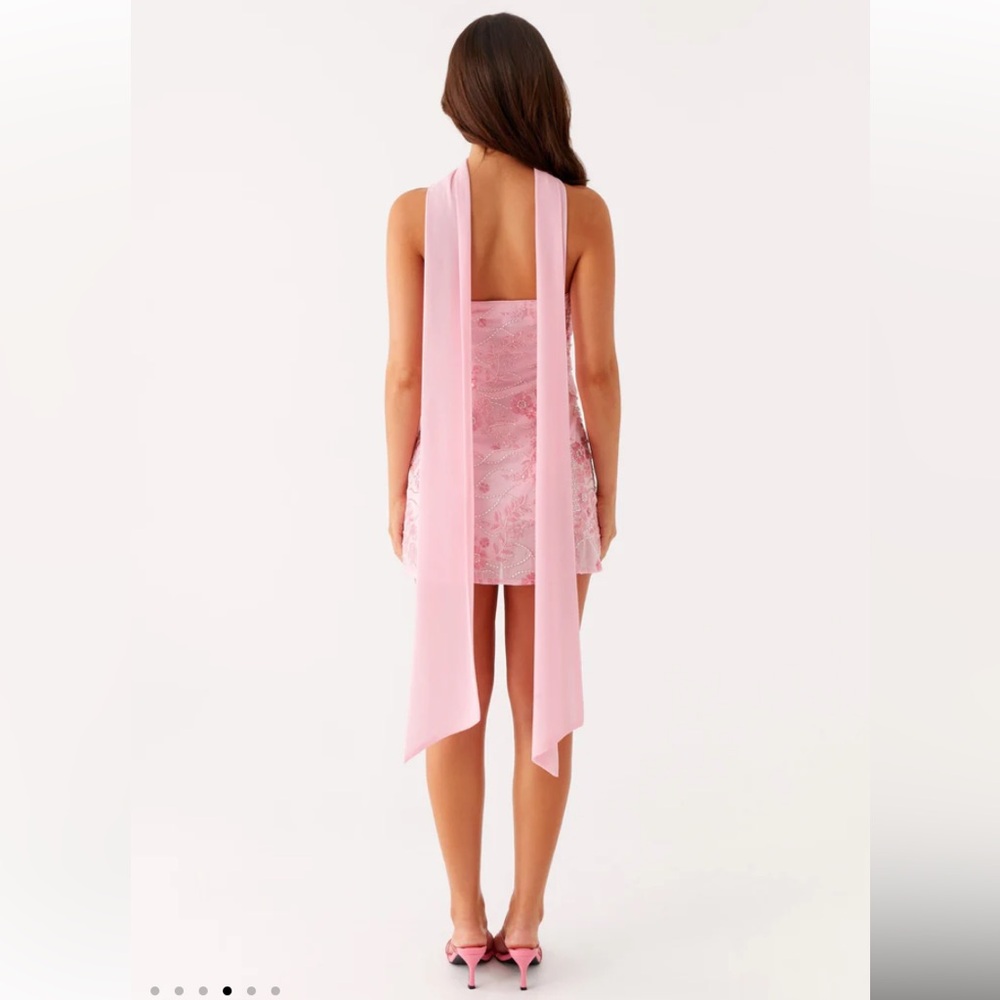 Beautiful Peppermayo pink strapless beaded mini scarf dress new with tag - Picture 2 of 6